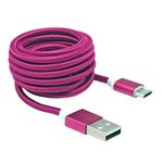 Kabel USB A-B mikro 1,5m SBOX bombažna zaščita, roza