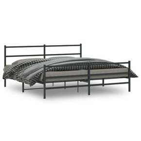 VidaXL Kovinski posteljni okvir z vzglavjem in vznožjem&nbsp;črn 200x200 cm