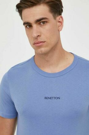 Bombažna kratka majica United Colors of Benetton - modra. Kratka majica iz kolekcije United Colors of Benetton