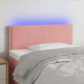Shumee LED posteljno vzglavje roza 90x5x78/88 cm žamet