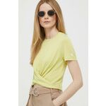 Kratka majica Calvin Klein Jeans ženski, rumena barva - rumena. Kratka majica iz kolekcije Calvin Klein Jeans, izdelana iz tanke, elastične pletenine. Model iz mehke in na otip prijetne tkanine.