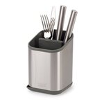 Odcejalnik posode za pribor iz nerjavečega jekla v sijajno srebrni barvi 11x11,5 cm Duo Steel – Joseph Joseph