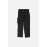 Otroške bombažne hlače Coccodrillo črna barva - črna. Otroški hlače iz kolekcije Coccodrillo. Model izdelan iz enobarvne tkanine. Model iz izjemno udobne bombažne tkanine.