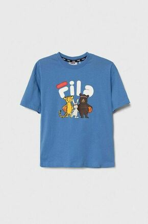 Otroška bombažna kratka majica Fila LAABER - modra. Otroška kratka majica iz kolekcije Fila