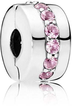 Pandora Srebrna sponka z roza kamni 791972PCZ srebro 925/1000