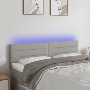 Shumee LED posteljno vzglavje svetlo sivo 144x5x78/88 cm blago