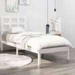 Greatstore Okvir za posteljo, bel, masivni les, 90x190 cm, enojni