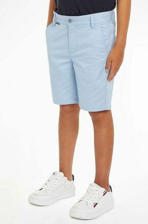 Otroške kratke hlače Tommy Hilfiger - modra. Otroški kratke hlače iz kolekcije Tommy Hilfiger. Model izdelan iz enobarvnega materiala.