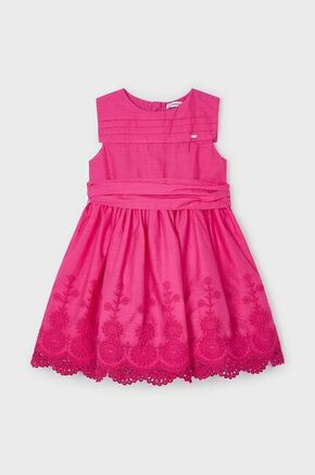 Otroška bombažna obleka Mayoral roza barva - roza. Otroški obleka iz kolekcije Mayoral. Model izdelan iz tkanine