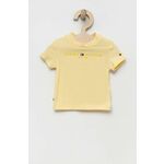 Kratka majica za dojenčka Tommy Hilfiger rumena barva - rumena. Kratka majica za dojenčka iz kolekcije Tommy Hilfiger. Model izdelan iz mehke pletenine. Nežen material, prijeten na dotik.