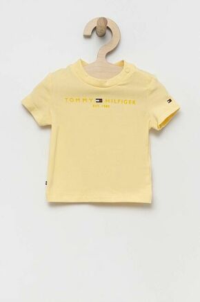 Kratka majica za dojenčka Tommy Hilfiger rumena barva - rumena. Kratka majica za dojenčka iz kolekcije Tommy Hilfiger. Model izdelan iz mehke pletenine. Nežen material