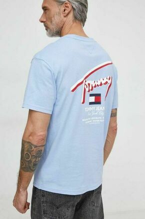 Bombažna kratka majica Tommy Jeans moški - modra. Kratka majica iz kolekcije Tommy Jeans