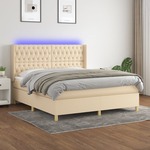Box spring postelja z vzmetnico LED krem 180x200 cm blago - vidaXL - krema - 86,79 - 180 x 200 cm - vidaXL