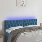 Vidaxl LED posteljno vzglavje temno modro 144x7x78/88 cm žamet
