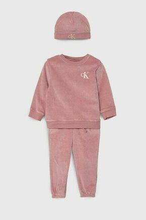 Trenirka za dojenčka Calvin Klein Jeans roza barva - roza. Komplet trenirke za dojenčke iz kolekcije Calvin Klein Jeans. Model izdelan iz enobarvne pletenine.