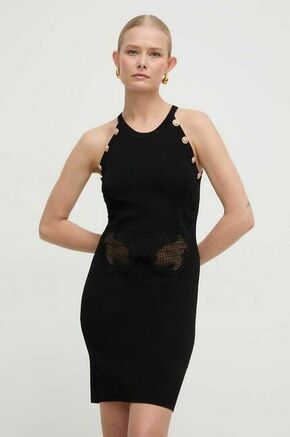 Obleka Silvian Heach črna barva - črna. Obleka iz kolekcije Silvian Heach. Model izdelan iz rebraste pletenine. Model iz zračne viskozne tkanine.