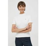 Bombažna kratka majica Tommy Hilfiger ženski, bela barva - bela. Kratka majica iz kolekcije Tommy Hilfiger, izdelana iz debele, elastične pletenine. Model iz visokokakovostnega in trajnostnega materiala.