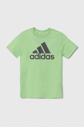 Otroška bombažna kratka majica adidas zelena barva - zelena. Otroške kratka majica iz kolekcije adidas