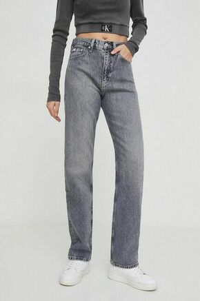 Kavbojke Calvin Klein Jeans ženski - siva. Kavbojke iz kolekcije Calvin Klein Jeans straight kroja