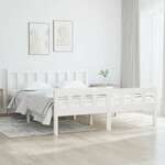 shumee Okvir za posteljo, bela barva, masivni les, 140 x 190 cm