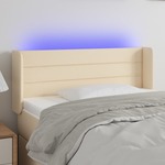shumee LED posteljno vzglavje krem 83x16x78/88 cm blago