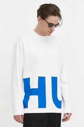 Bombažna majica z dolgimi rokavi Hugo Blue bela barva - bela. Majica z dolgimi rokavi iz kolekcije Hugo Blue. Model izdelan iz visokokakovostnega materiala