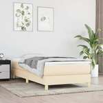 Greatstore Box spring postelja z vzmetnico krem 90x200 cm blago