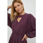 Obleka Desigual vijolična barva, - vijolična. Obleka iz kolekcije Desigual. Nabran model izdelan iz enobarvne tkanine.