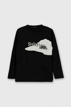 Otroška bombažna majica z dolgimi rokavi Sisley črna barva - črna. Otroške Majica z dolgimi rokavi iz kolekcije Sisley