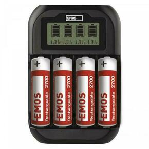 Polnilec baterijskih vložkov Emos BCN-41D + 4AA 2700