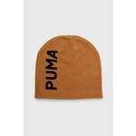 Kapa Puma rumena barva, - rjava. Kapa iz kolekcije Puma. Model izdelan iz tanke pletenine.