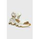 Usnjeni sandali Sorel KINETIC IMPACT Y-STRAP H ženski, bela barva, 2030461125 - bela. Sandali iz kolekcije Sorel. Model je izdelan iz kombinacije naravnega usnja in tekstilnega materiala. Model z mehkim, oblikovanim vložkom zagotavlja udobje.