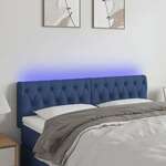 Greatstore LED posteljno vzglavje modro 160x7x78/88 cm blago
