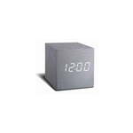 Siva budilka z belim LED zaslonom Gingko Cube Click Clock