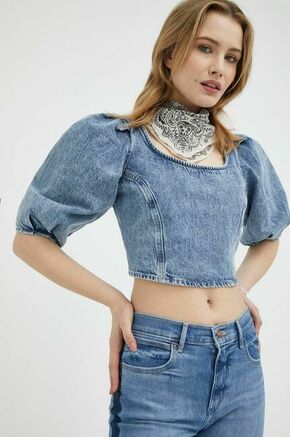 Bluza iz jeansa Levi's ženska - modra. Majica iz kolekcije Levi's. Model izdelan iz jeansa. Ima okrogli izrez. Izjemno udoben material