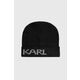 Kapa Karl Lagerfeld črna barva, - črna. Kapa iz kolekcije Karl Lagerfeld. Model izdelan iz pletenine s potiskom.