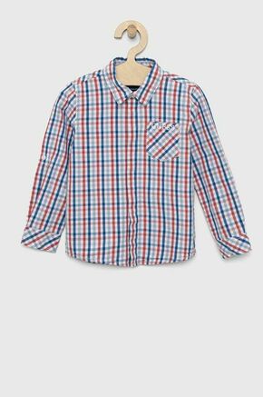 Otroška bombažna srajca Guess - modra. Otroška srajca iz kolekcije Guess. Model izdelan iz vzorčaste tkanine.