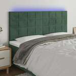 shumee LED posteljno vzglavje temno zeleno 160x5x118/128 cm žamet