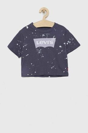 Otroška bombažna kratka majica Levi's mornarsko modra barva - vijolična. Otroški kratka majica iz kolekcije Levi's. Model izdelan iz tanke