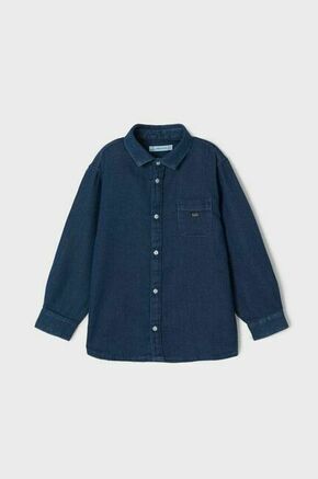 Otroška bombažna srajca Mayoral mornarsko modra barva - mornarsko modra. Otroški srajca iz kolekcije Mayoral. Model izdelan iz enobarvne tkanine.