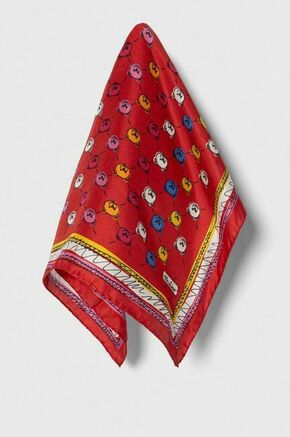 Svilen žepni robček Moschino rdeča barva - rdeča. Žepni robček iz kolekcije Moschino. Model izdelan iz vzorčaste tkanine.