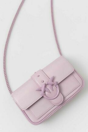 Usnjena večerna torbica Pinko vijolična barva