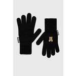 Volnene rokavice Moschino ženski, črna barva - črna. Rokavice iz kolekcije Moschino. Model izdelan iz volnene pletenine.