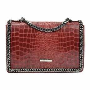 Rdeča usnjena pisemska torbica Carla Ferreri Chain