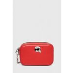 Usnjena torbica Karl Lagerfeld rdeča barva - rdeča. Majhna torbica iz kolekcije Karl Lagerfeld. Model na zapenjanje, izdelan iz govejega usnja, ki je izjemno trpežno in prožno. Trden material, ki ohranja obliko.