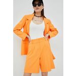 Kratke hlače Only ženske, oranžna barva - oranžna. Kratke hlače iz kolekcije Only. Model izdelan iz enobarvnega materiala.