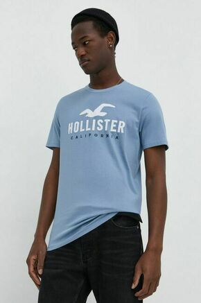 Bombažna kratka majica Hollister Co. moški - modra. Kratka majica iz kolekcije Hollister Co. Izdelana iz tanke
