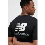 Bombažna kratka majica New Balance črna barva - črna. Kratka majica iz kolekcije New Balance. Model izdelan iz bombažne pletenine.