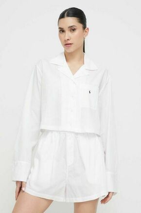 Bombažna pižama Polo Ralph Lauren bela barva - bela. Pižama iz kolekcije Polo Ralph Lauren. Model izdelan iz vzorčaste tkanine. Model iz izjemno udobne tkanine z visoko vsebnostjo bombaža.