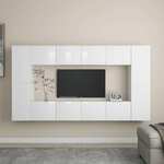 Greatstore Komplet TV omaric 8-delni visok sijaj bela iverna plošča